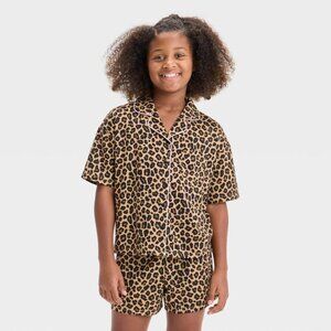 Art Class Leopard Print Kids Pajama Set, Size L (10-12)